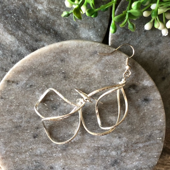 Etched Silver Dangle Spinner Earrings - Picture 2 of 6